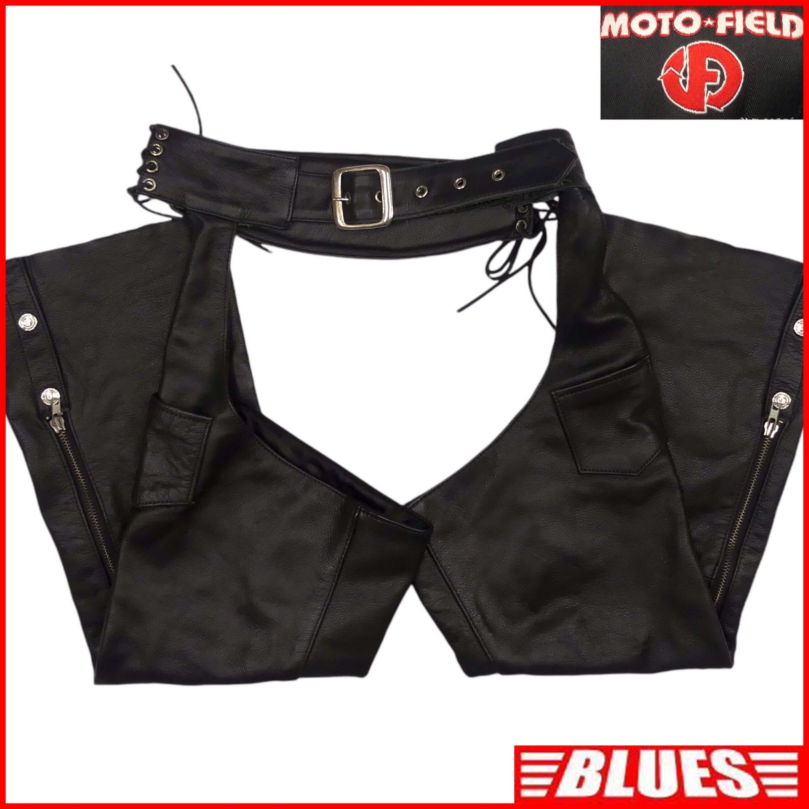 MOTO FIELD モトフィールド レザーパンツ バイク 本革 チャップス S メンズ 黒 レザーパンツ_ウエスト73cmから77cm一覧←SEULB屋着古← TN1874