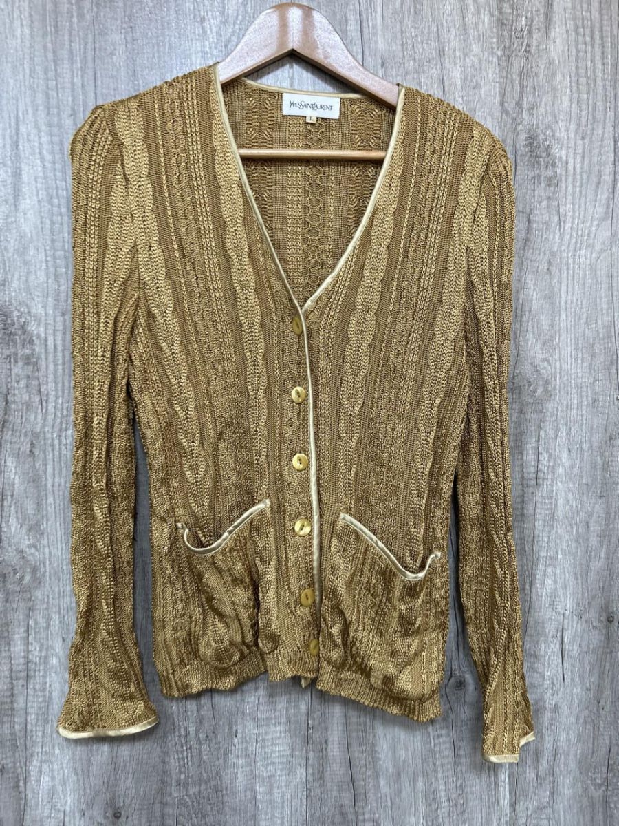 YVES SAINT LAURENT イヴサンローラン カギ編みニット カーディガン