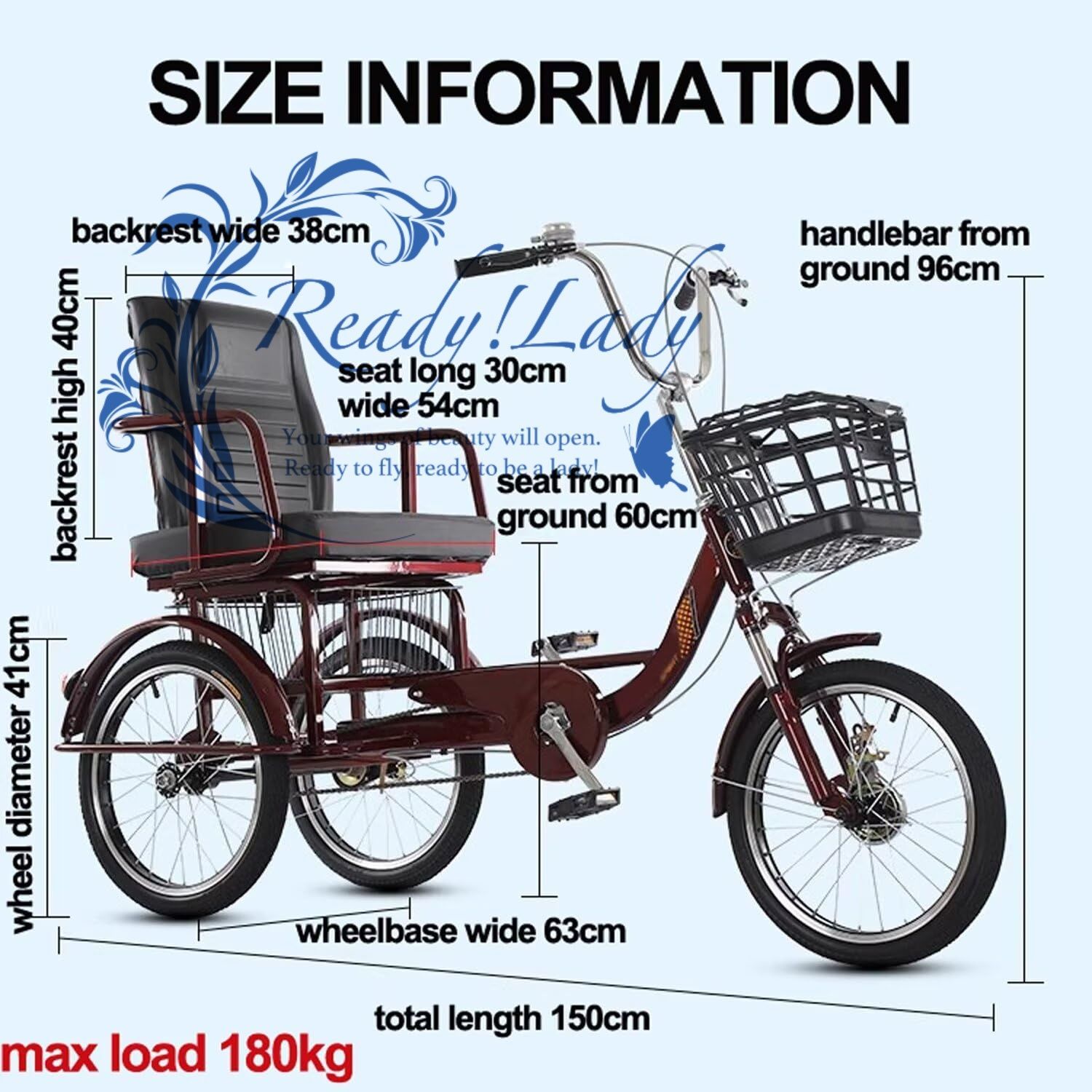 高齢者用三輪車 ペダル付き乗用人力車三輪車