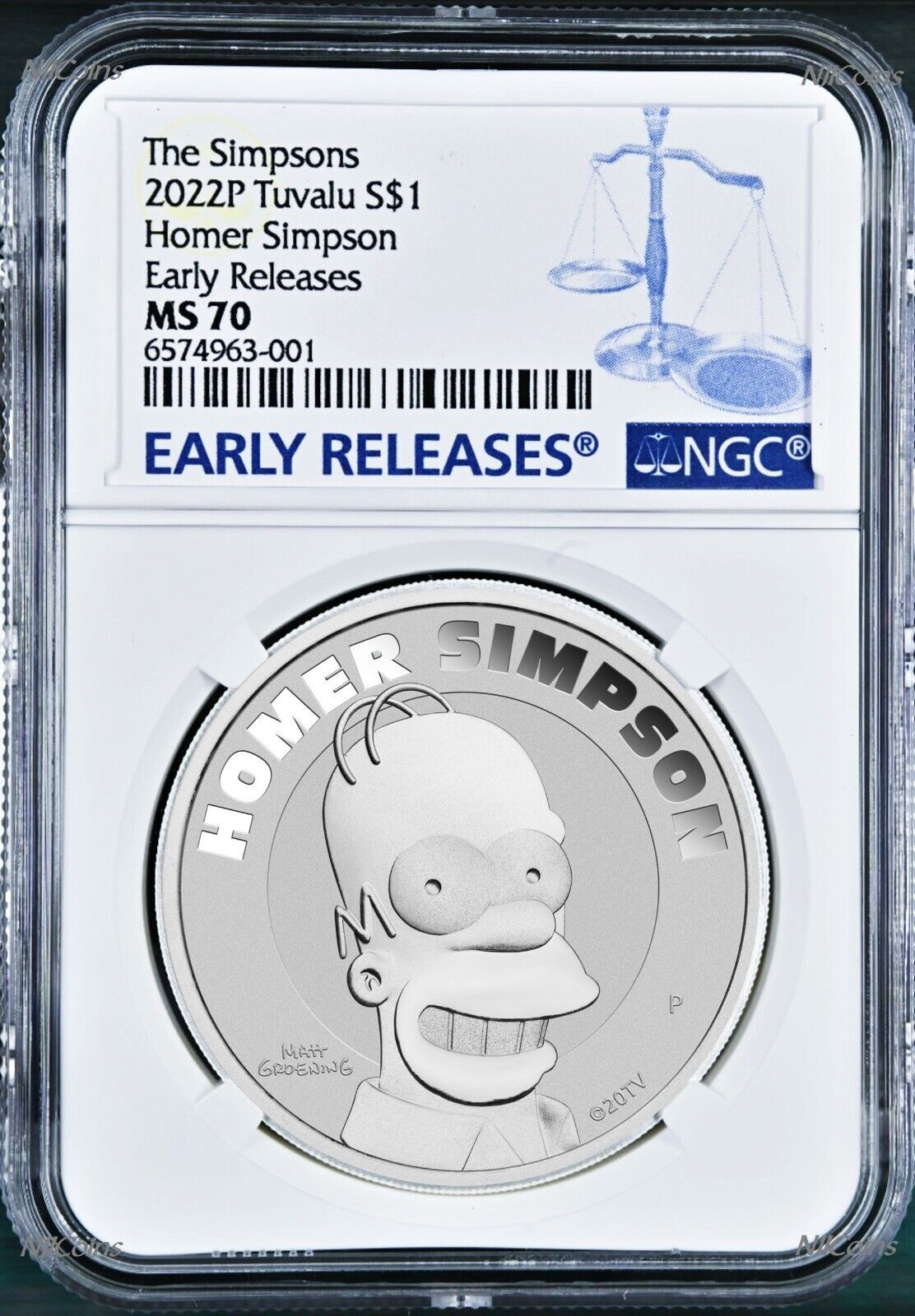 2025 Homer Simpson Simpsons $1 1oz .9999 Silver COIN NGC MS 70 ER