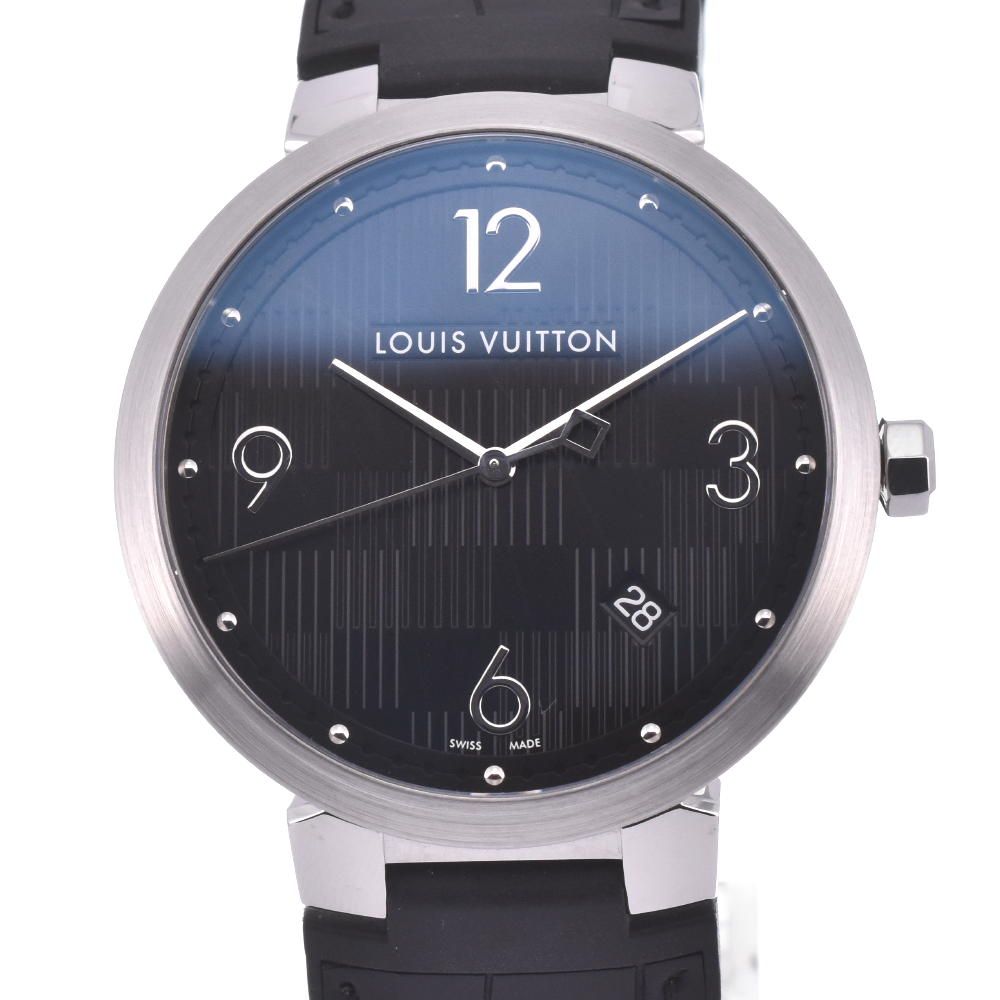LOUIS VUITTON ルイヴィトン メンズ腕時計 タンブール　ダミエ Q1D00 ブラック（黒）文字盤 クォーツ