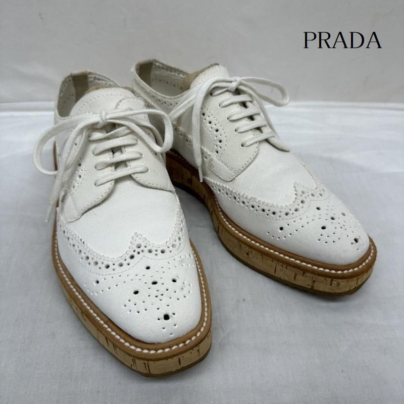 PRADA プラダ スニーカー ウイングチップ 厚底 スエード シューズ 35 - メルカリ