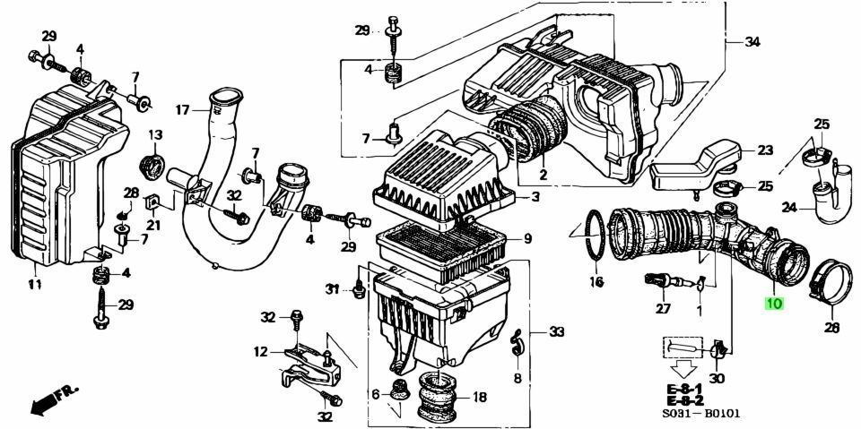 新品 ホンダ純正 EK9 EK4 シビック インテークホース エアフロー