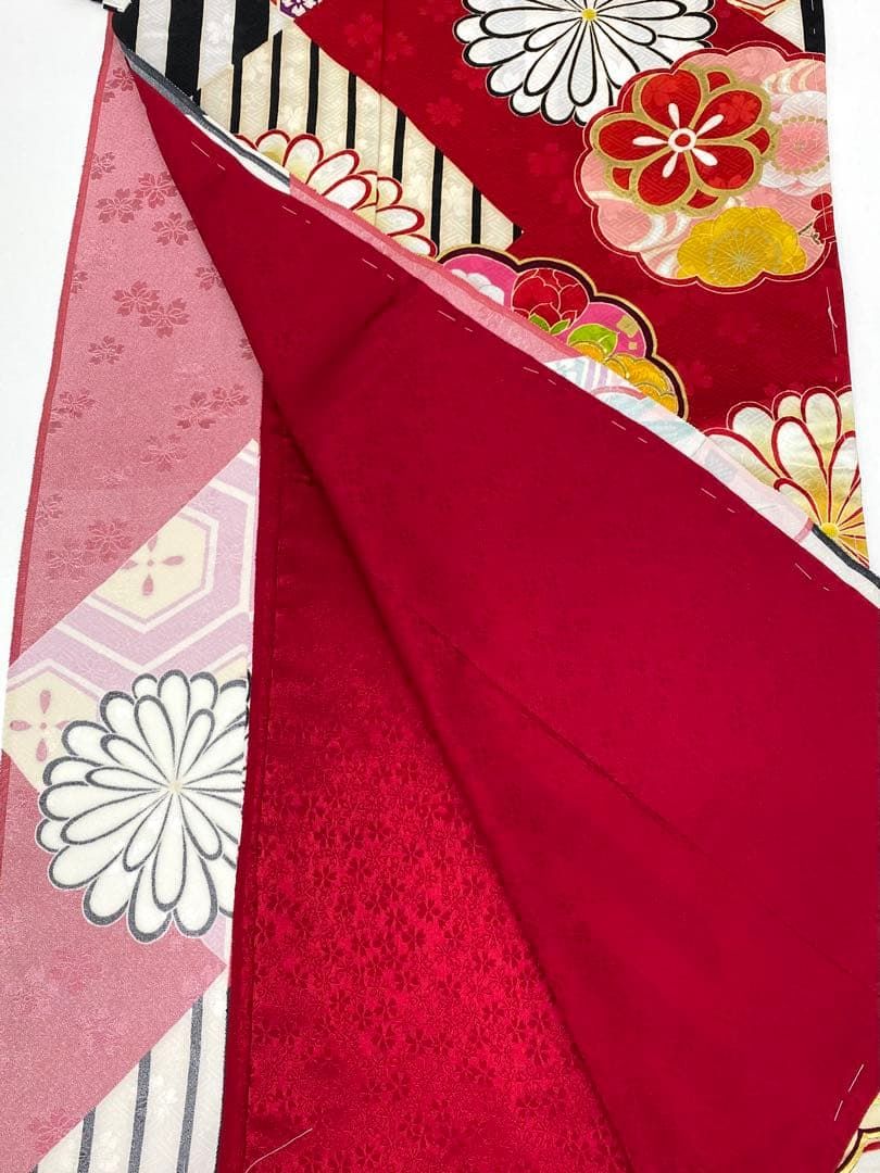 メーカー品振袖 紫野 仮絵羽 舞台衣装 刺繍 金彩 正絹 未仕立て品 八掛 