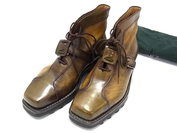 極美品 Berluti ベルルッティ レザー ショートブーツ 表記サイズ 6 1/2 (約25.5cm) 靴 シューズ メンズ ブラウン系 FF1146
