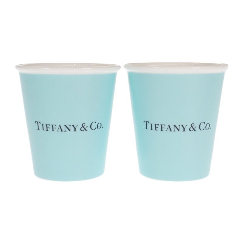 【中古】【Sランク】Tiffany＆Co. ティファニー コーヒーカップ 2個セット 食器 タンブラー ボーンチャイナ ブルー テーブルウェア【ISEYA】