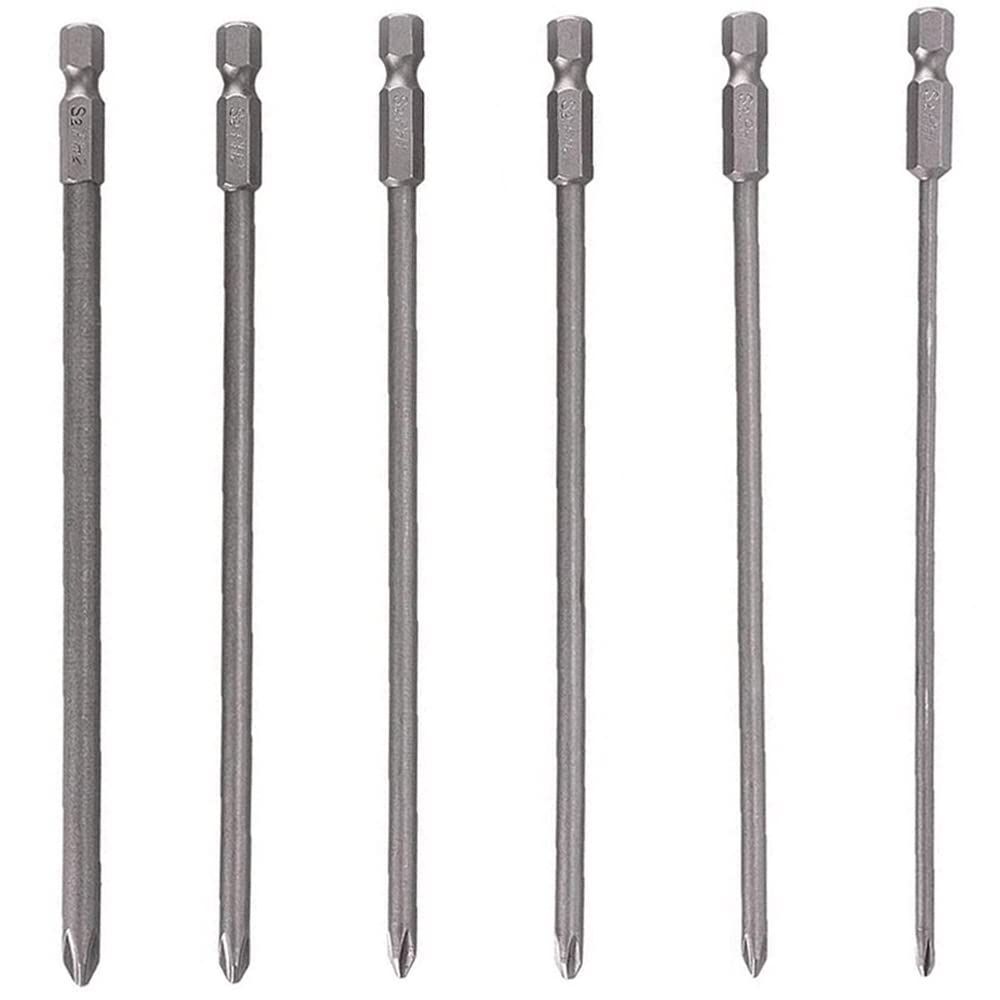 Bestgle 6ピース150 mm 十字軸プラスドライバービットS 2鋼 十字軸 精密ドライバーセット磁気クロスヘッド ねじ回し ネジ締め ドリル ビット工具 電動ドライバービット