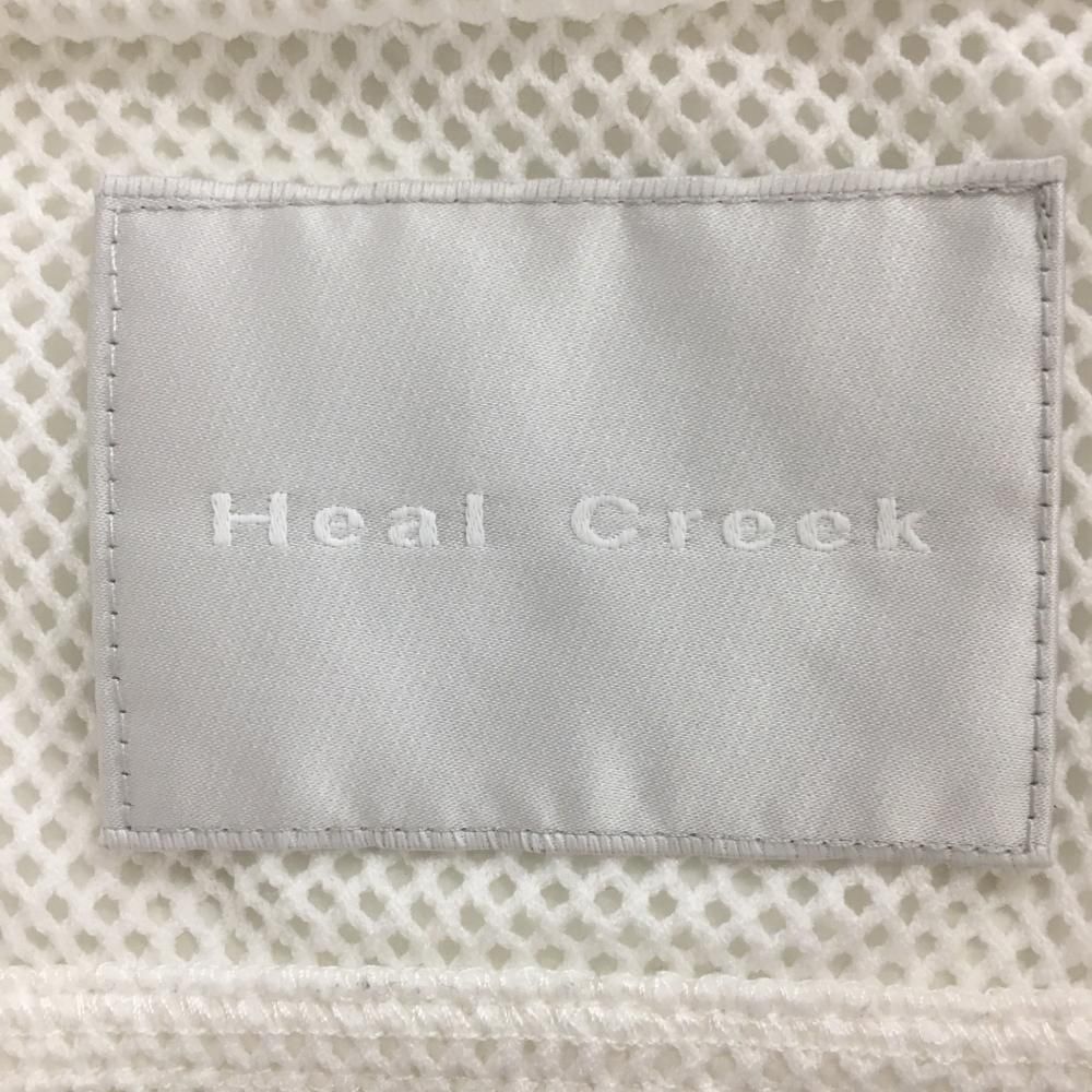 【超美品】ヒールクリーク ナイロンベスト 白 裏メッシュ サイドギャザー    レディース 40(M) ゴルフウェア Heal Creek