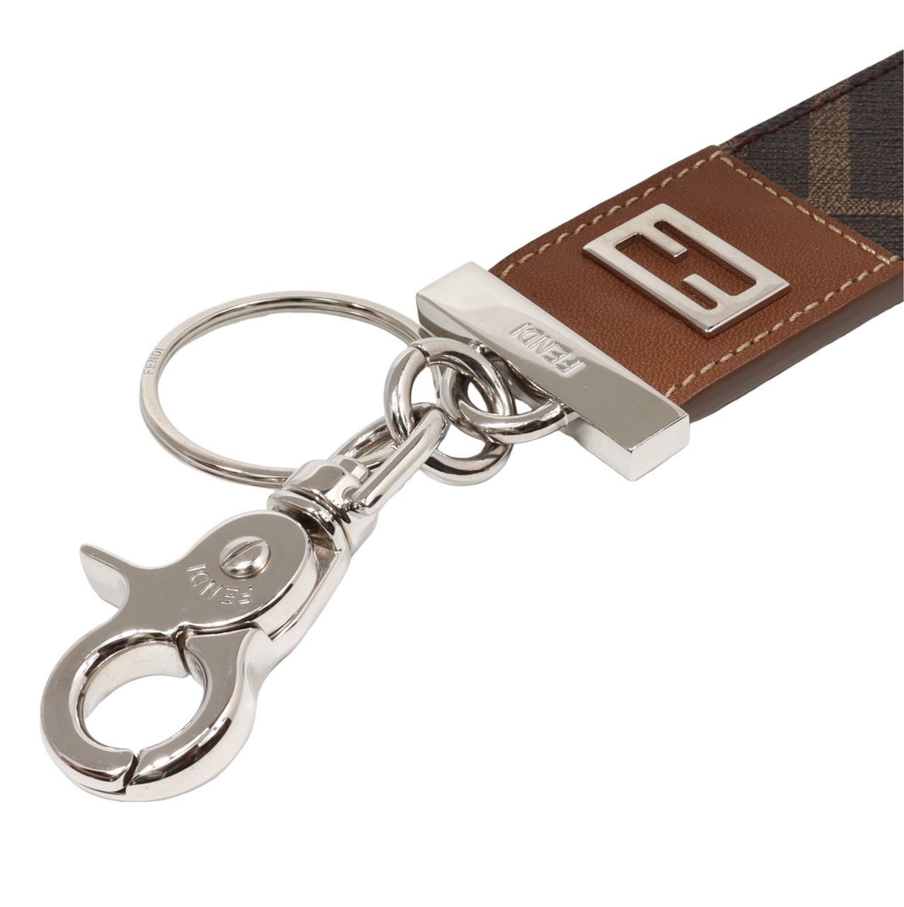 P5 超美品 FENDI フェンディ ズッカ キーホルダー FENDI フェンディ ズッカ レザー FFモチーフ キーリング