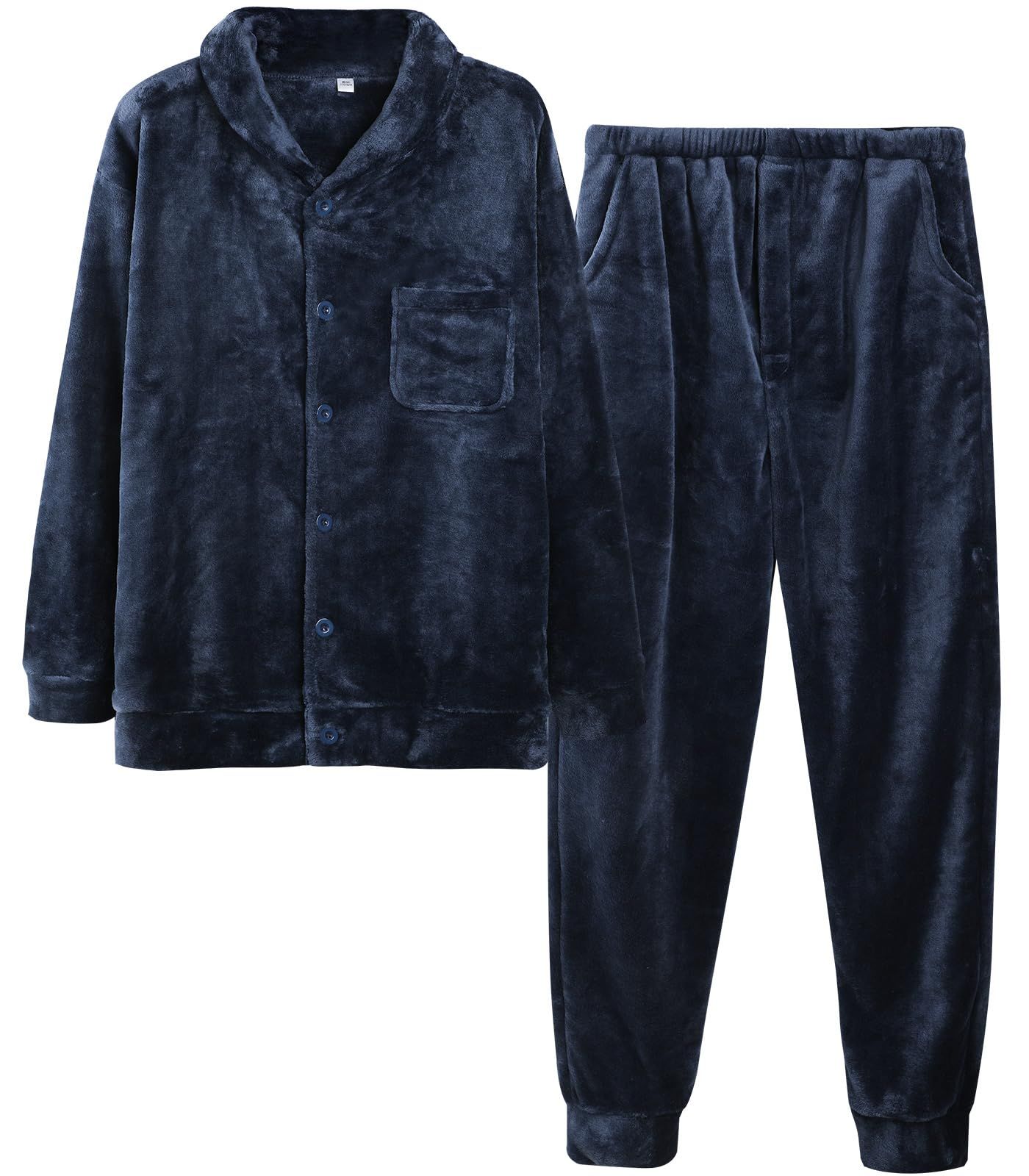 【新着商品】ルームウェア 冬 裏起毛 タートルネック もこもこ 前開き 長袖 上下セット メンズ フランネル 部屋着 着る毛布 パジャマ 防寒 厚手 暖かい [レコーン] ゆったり 秋冬