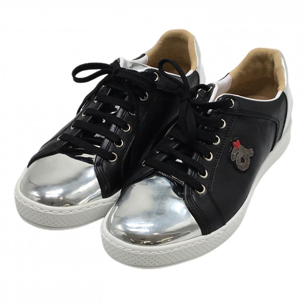 超 アルチビオ ゴルフシューズ 黒×シルバー スパイクレス レディース 23.5 ゴルフウェア archivio