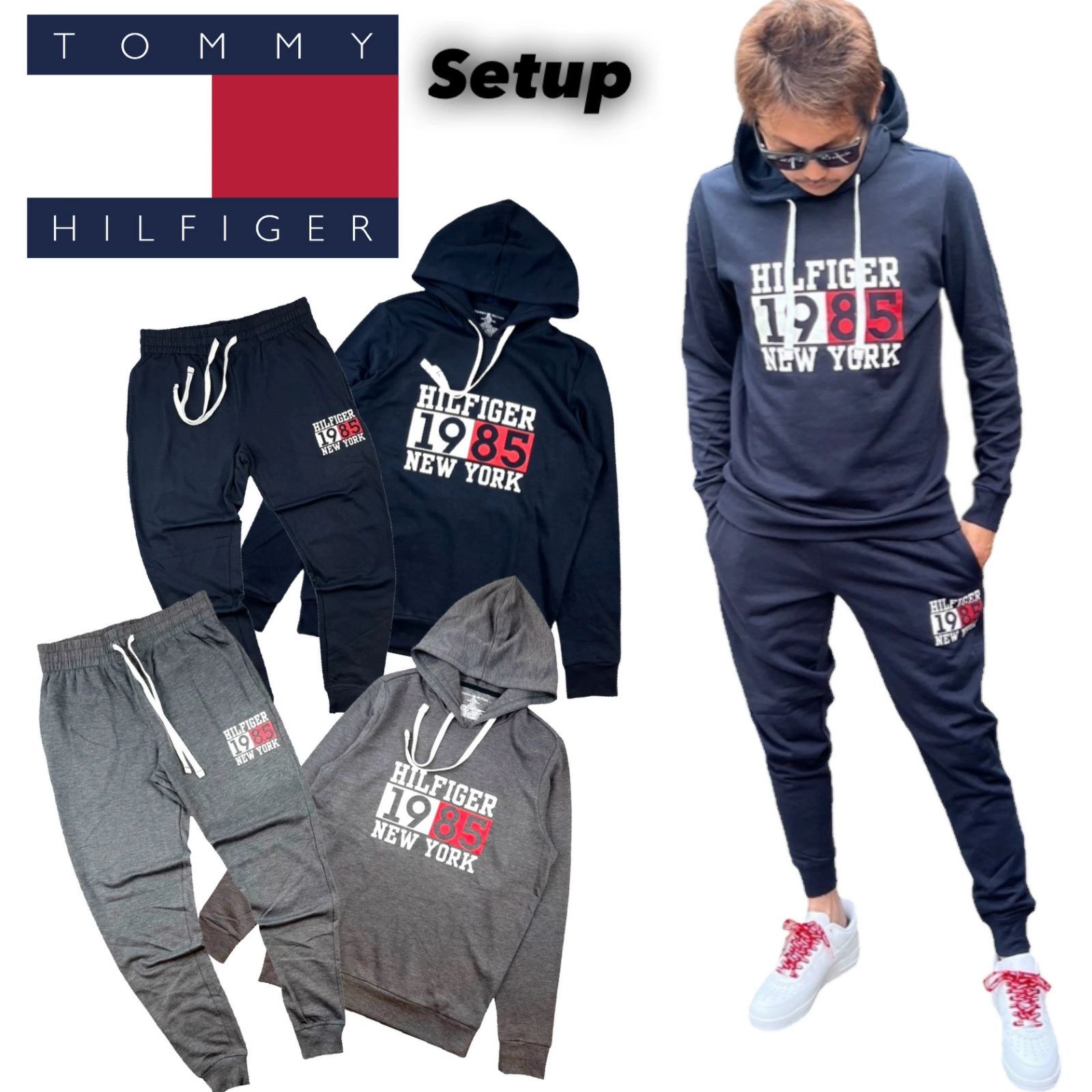 新品未使用　トミーヒルフィガー　ネイビーパーカー 新品未使用 トミーヒルフィガー スウェットパーカー ネイビー サイズM