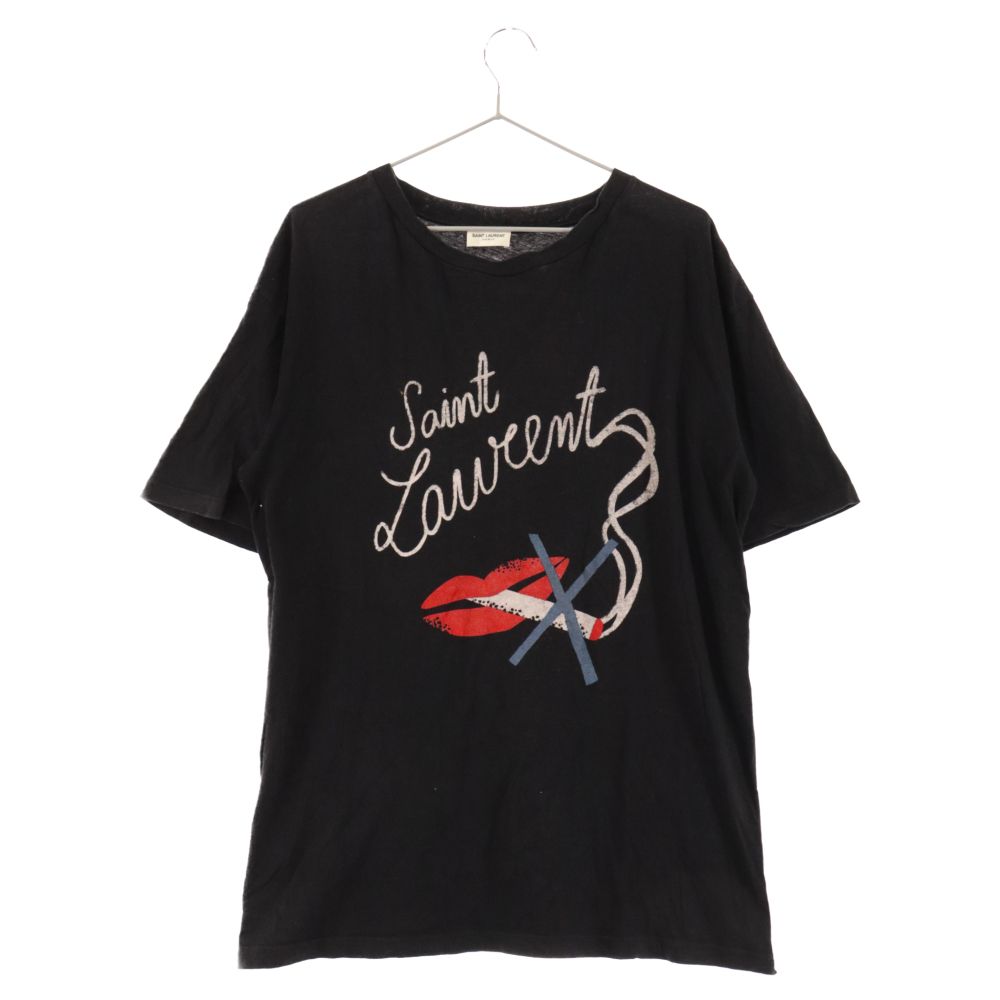 SAINT LAURENT PARIS (サンローランパリ) 17AW スモーキングリップ プリント半袖Tシャツ カットソー 482676 YB1HU  ブラック - メルカリ