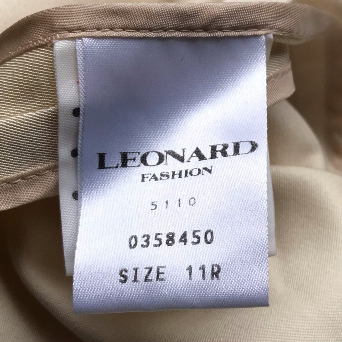 LEONARD(レオナール) コート サイズ11R レディース - ベージュ×ダークブラウン×マルチ 長袖/肩パッド/春/秋