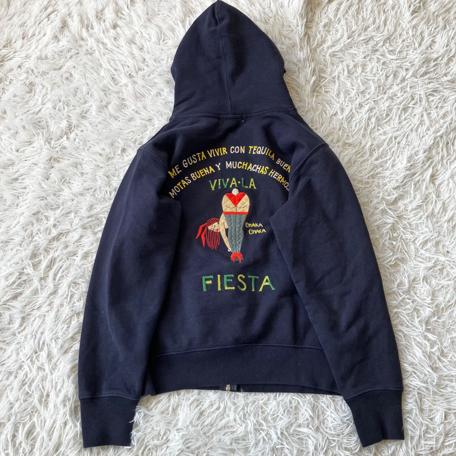 radiall ラディアル パーカー 背面ロゴ刺繍 古着 スウェットパーカー ネイビー ジップパーカー 3660