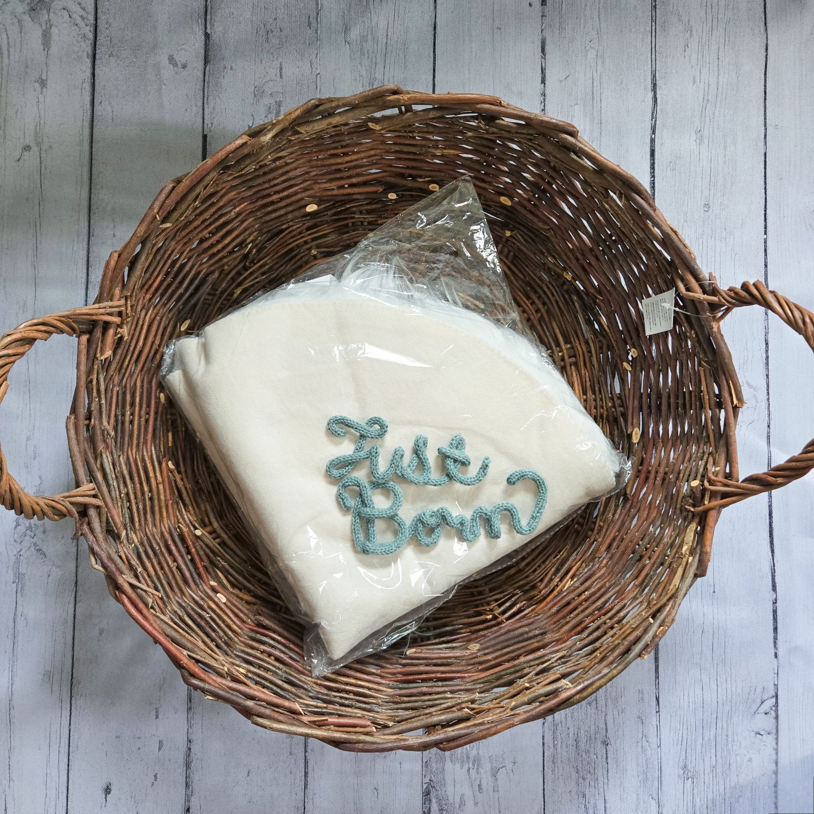 ニューボーンフォト カゴ バスケット ファー マット ウールレター