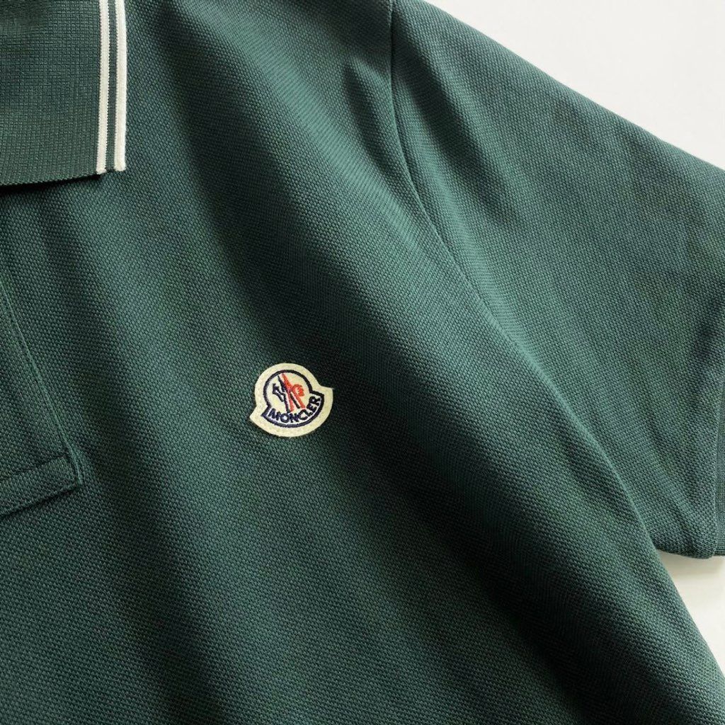 7e19-7 タグ付☆MONCLER モンクレール ロゴワッペンポロシャツ サイズS グリーン MAGLIA POLO MANICA C  マリアポロマニカ メンズ 半袖