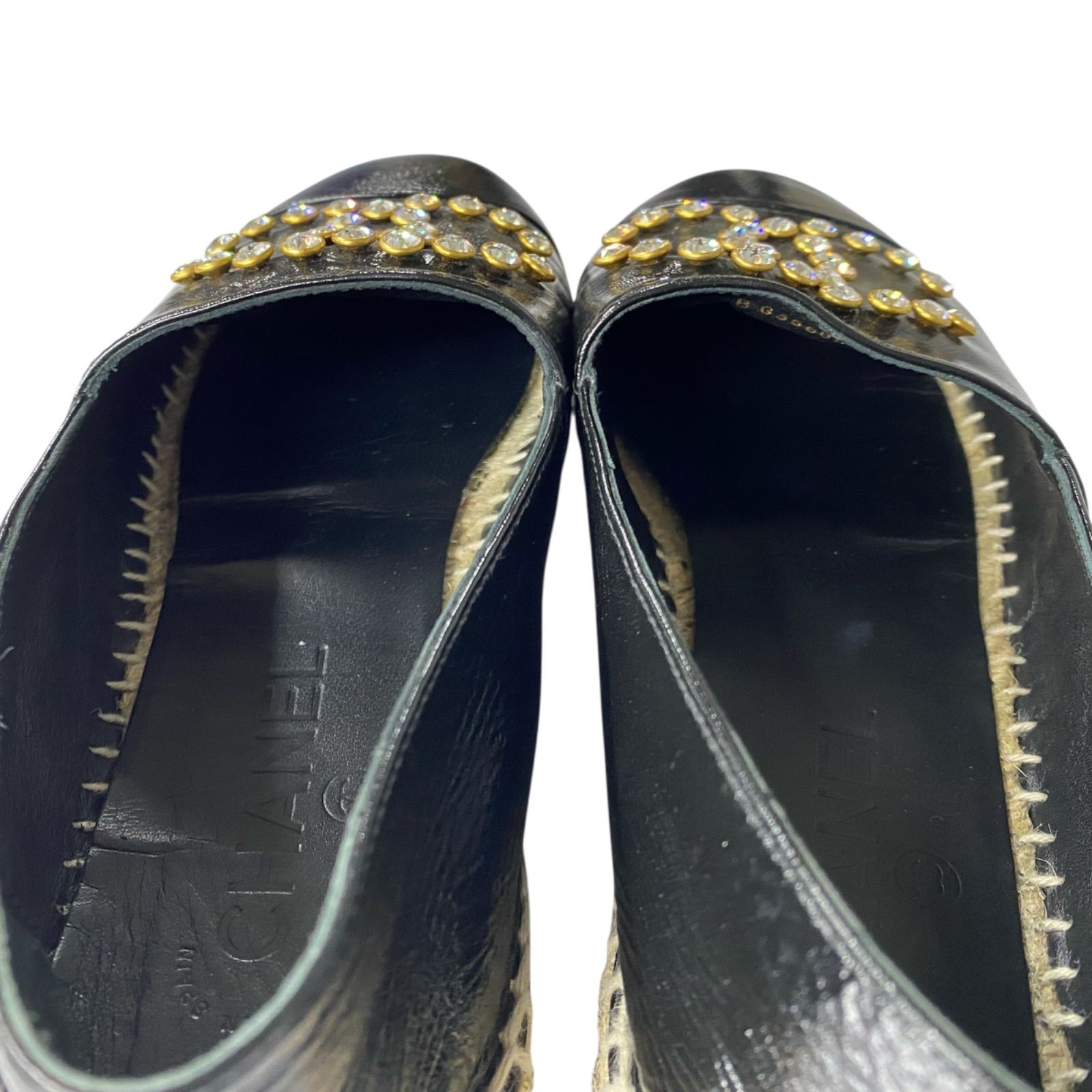 ○美品 シャネル CHANEL CCマーク エスパドリーユ フラット