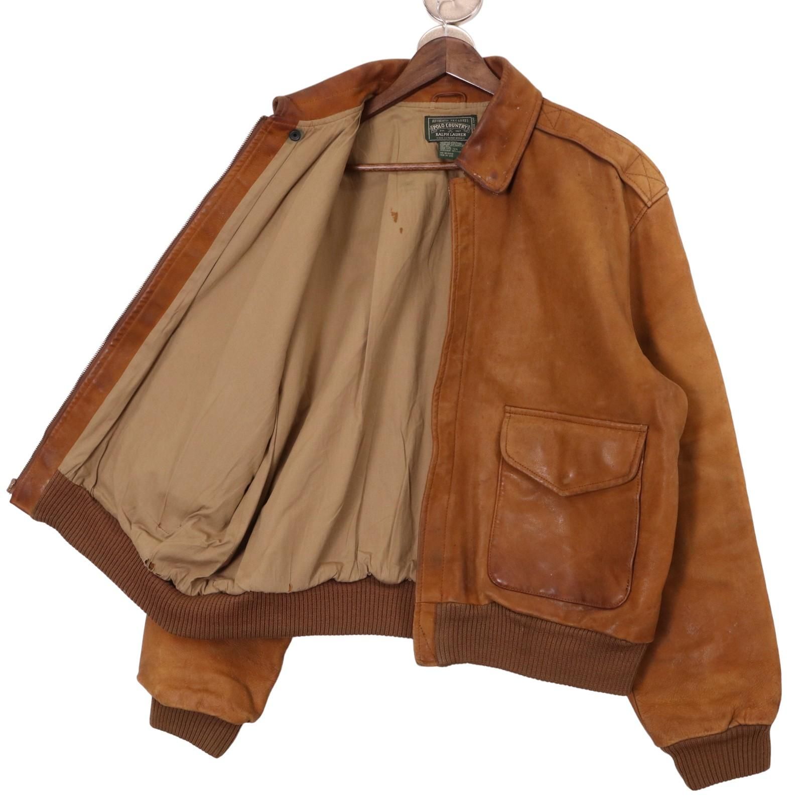 90年代 POLO COUNTRY ポロカントリー A-2 レザーフライトジャケット 