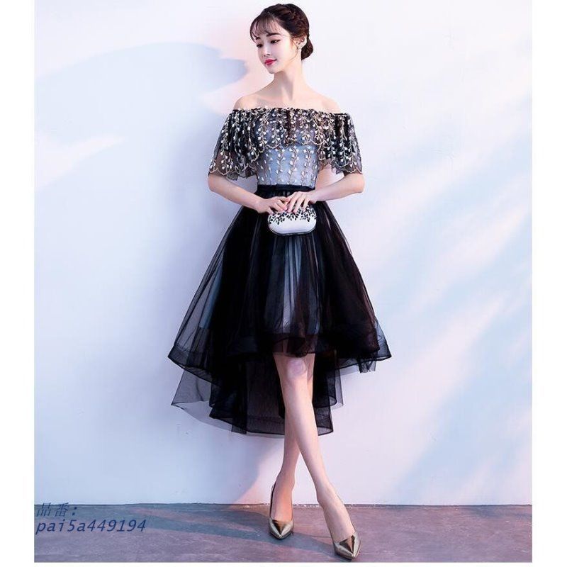 オフショルダー パーティードレス ワンピース ミモレドレス 結婚式 ウエディングドレス 二次会 フォーマルドレス 着痩せ 上品 謝恩会 お呼ばれ 披露宴 pai5a449194