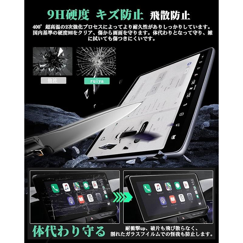ruiya 【3枚入り】 反射防止フィルム 2025 新型 トヨタ アルファード 40系 Xグレード 専用 9.8インチ カーナビ 保護フィルム(反射防止ガラス) + 12.1インチ V12T-R68C / V12T-R72C 後席ディスプレイ(PET製2枚)｜液晶保護フィルム・カバー