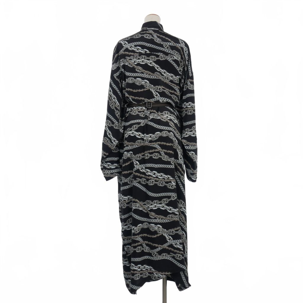 バレンシアガ BALENCIAGA 18SS チェーンプリント シルク シャツ