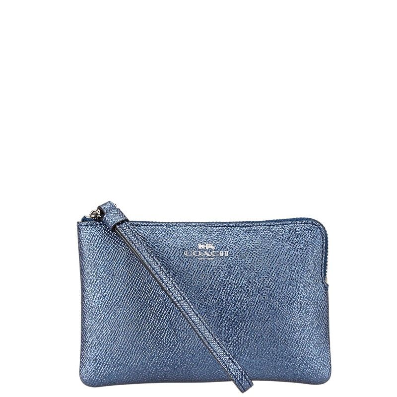 コーチ L字ファスナー ポーチ F21070 ブルー レザー レディース COACH【1-0190254】