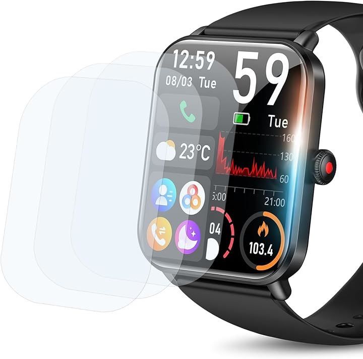 Thumbnail of TESTET 4-Piece Set Smartwatch Protective Film, High Transparency, Automatic Bubble Removal, Flexible TPU, Scratch Resistant (Clear, Compatible Models: NY36, Film Size: 42.1mm x 33.1mm)