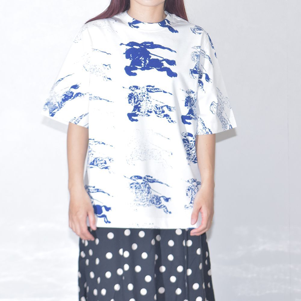 バーバリー Tシャツ 半袖 レディース ホワイト ブルー EKD