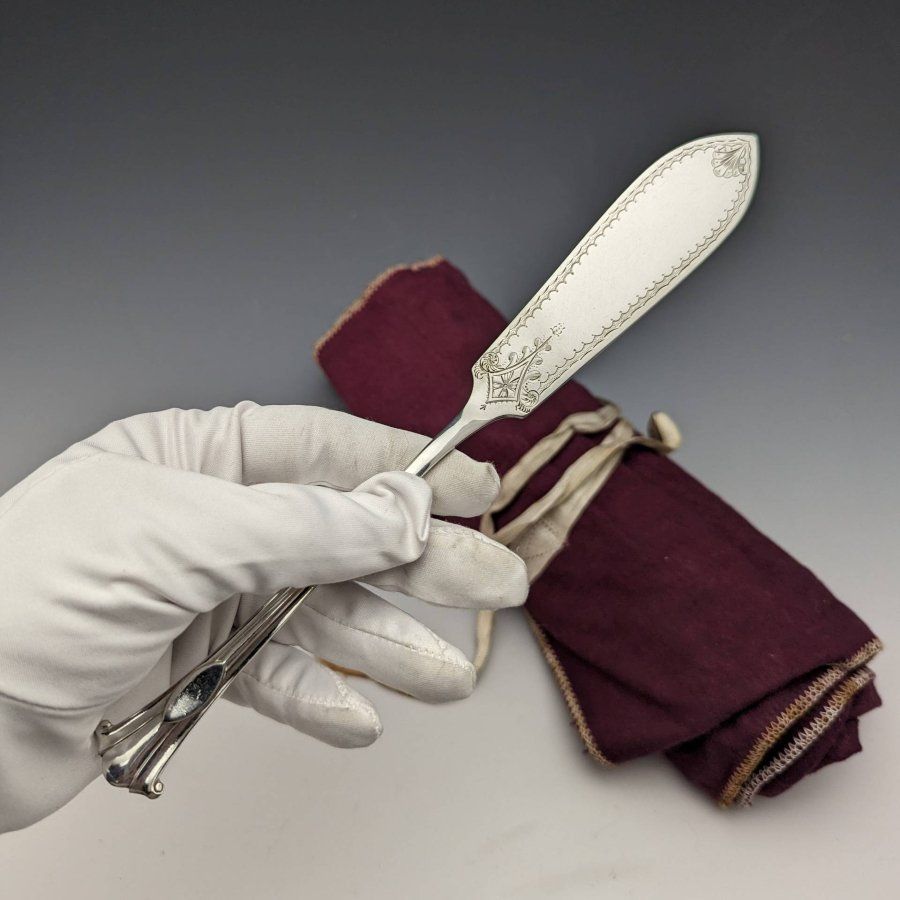 1895年頃 英国アンティーク シルバープレート製 フィッシュサーバーペア Mappin&amp;Webb 英国アンティーク シルバープレート製 フィッシュサーバーセット