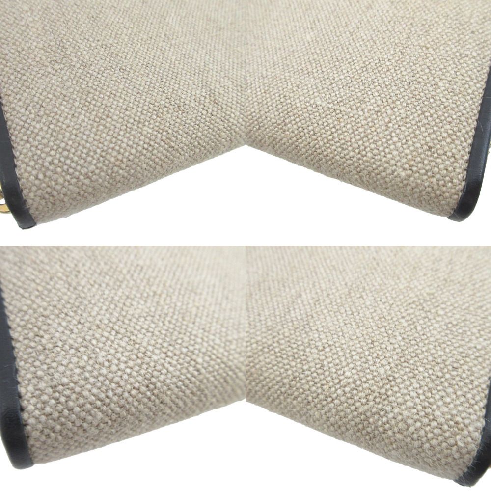 美品 ロエベ アマソナ キャンバス レザー ベージュ ブラック 黒  