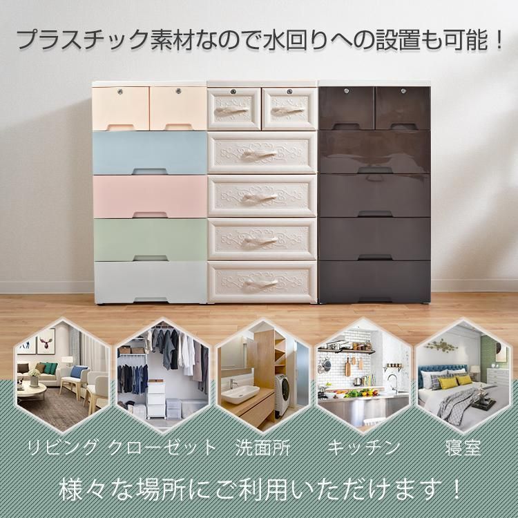 収納ボックス5段鍵つきタンスケース衣類収納ケース衣装リビングチェストチェストランドリー引き出しプラスチック組立式整理