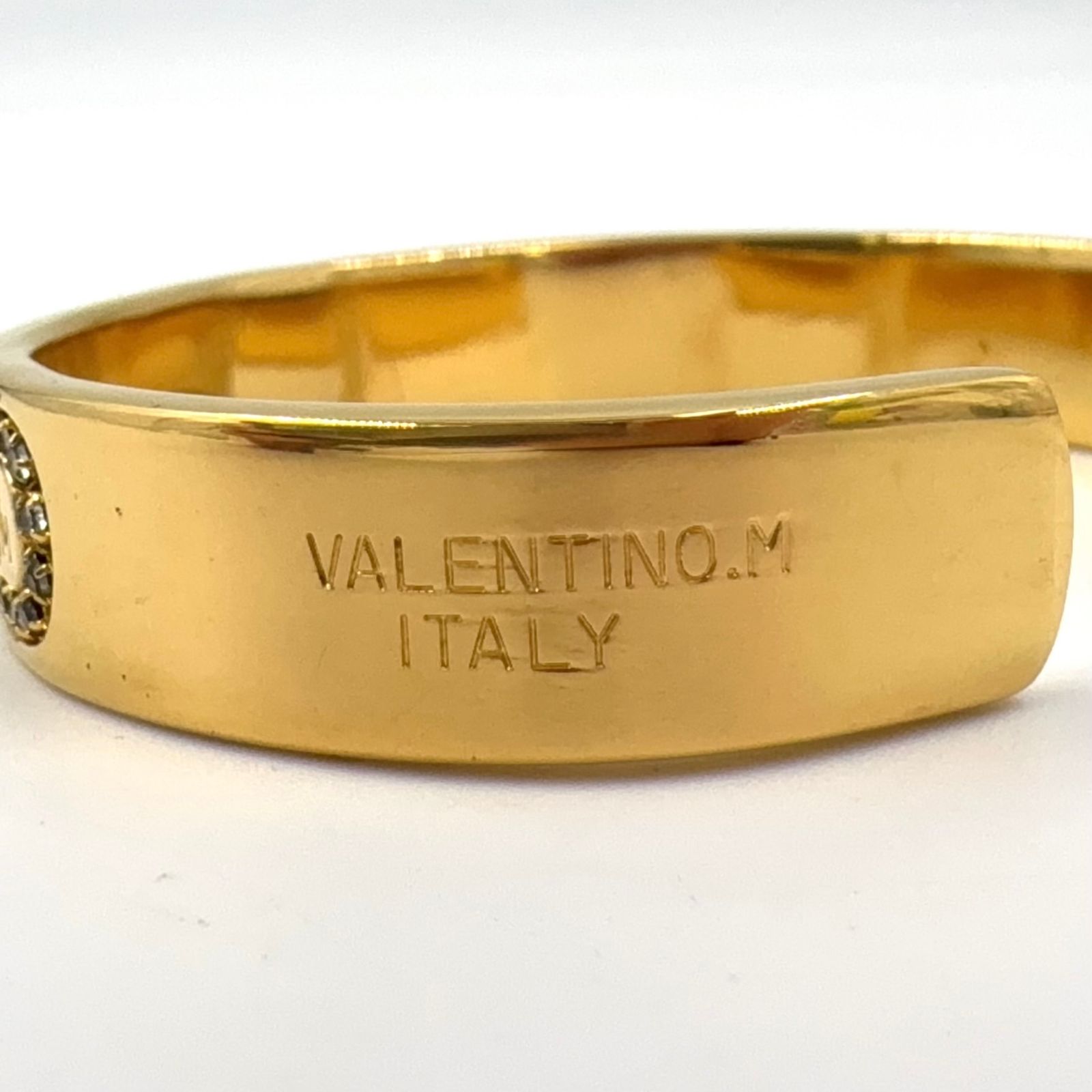 無料発送 ラインストーン VALENTINO 平打ち ゴールド GP×ラインストーン アクセサリー