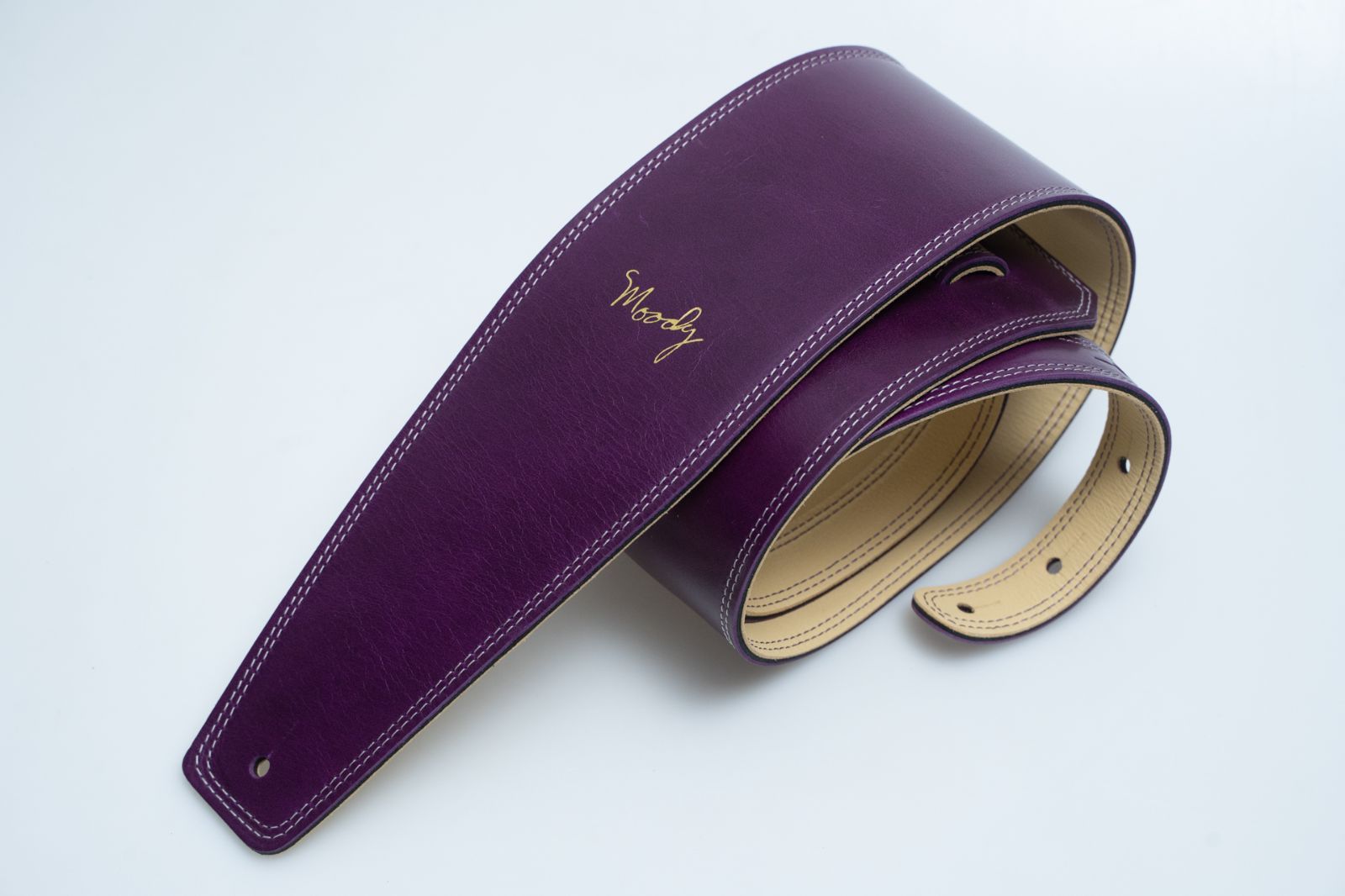 new Moody Straps | 4.0 Inch Purple|Cream Leather Standard Tail GIB横浜