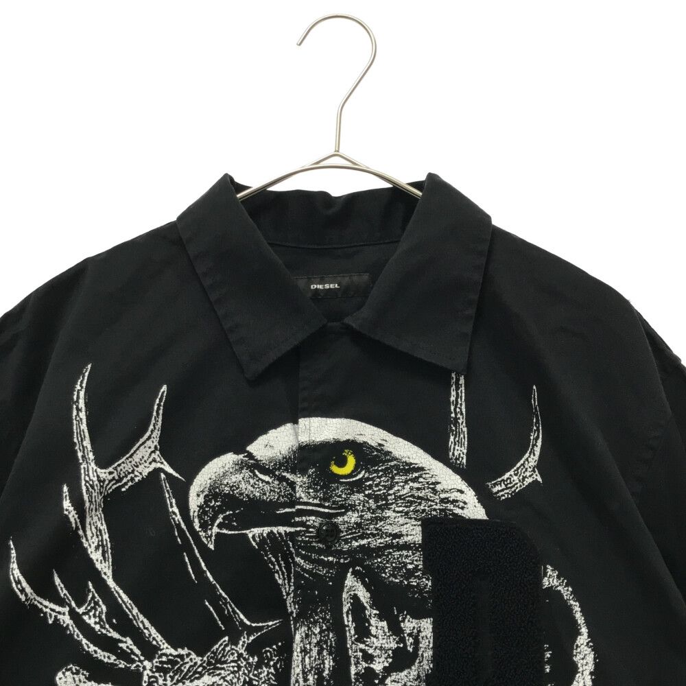 美品　DIESEL WOLF CAMICIA アニマルビックロゴ　半袖シャツ DIESEL (ディーゼル) WOLF CAMICIA アニマルプリント パッチ