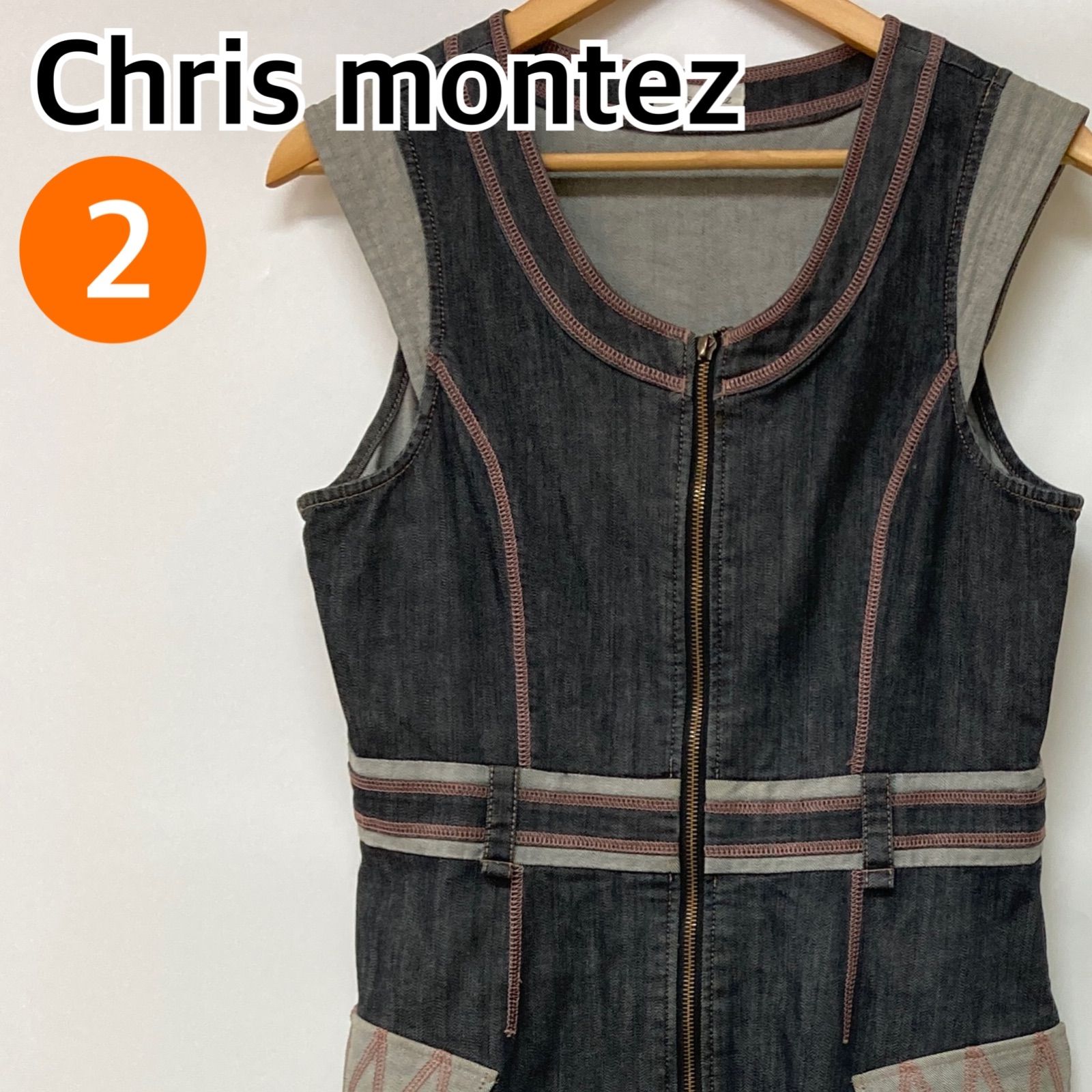 Chris montez クリスモンテス ワンピース ノースリーブ デニム ネイビー レディース 2サイズ CT1921