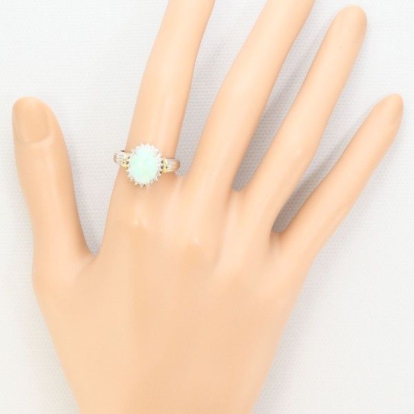 PT900 K18YG リング RING 指輪 13号 オパール 2.11 ダイヤ 0.21 カード