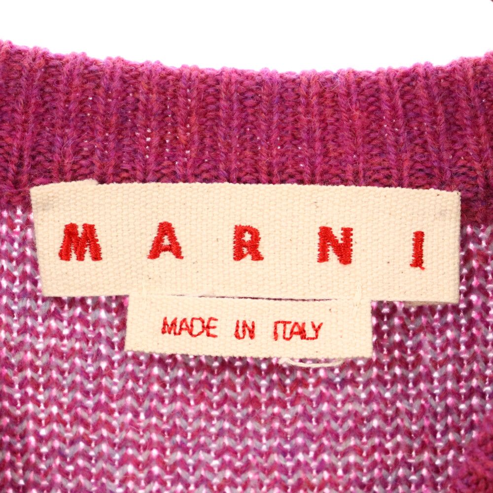 MARNI (マルニ) 22AW ジャガードチェック ロゴ刺繍 ニットベスト セーター パープル CVMG0078Q0