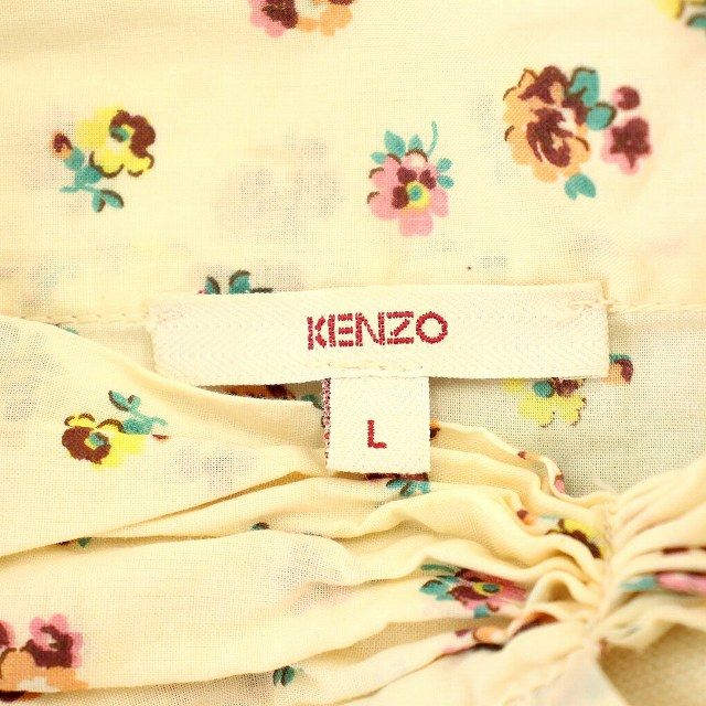 ケンゾー KENZO ニット 半袖 花柄 ドッキング カットソー L アイボリー 