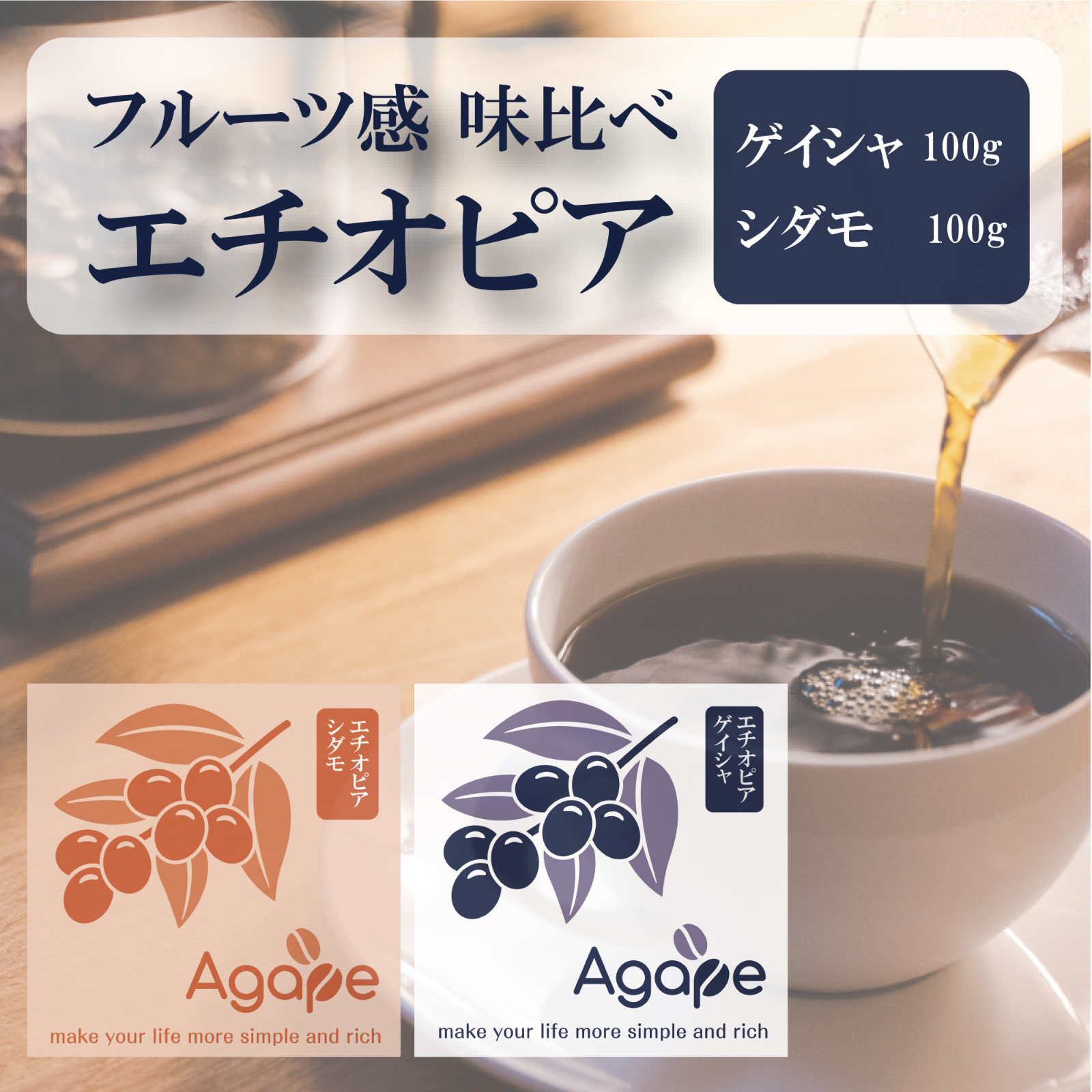 新鮮な自家焙煎珈琲　フルーツ感 味比べ【エチオピア (モカ) 】（200g）-0