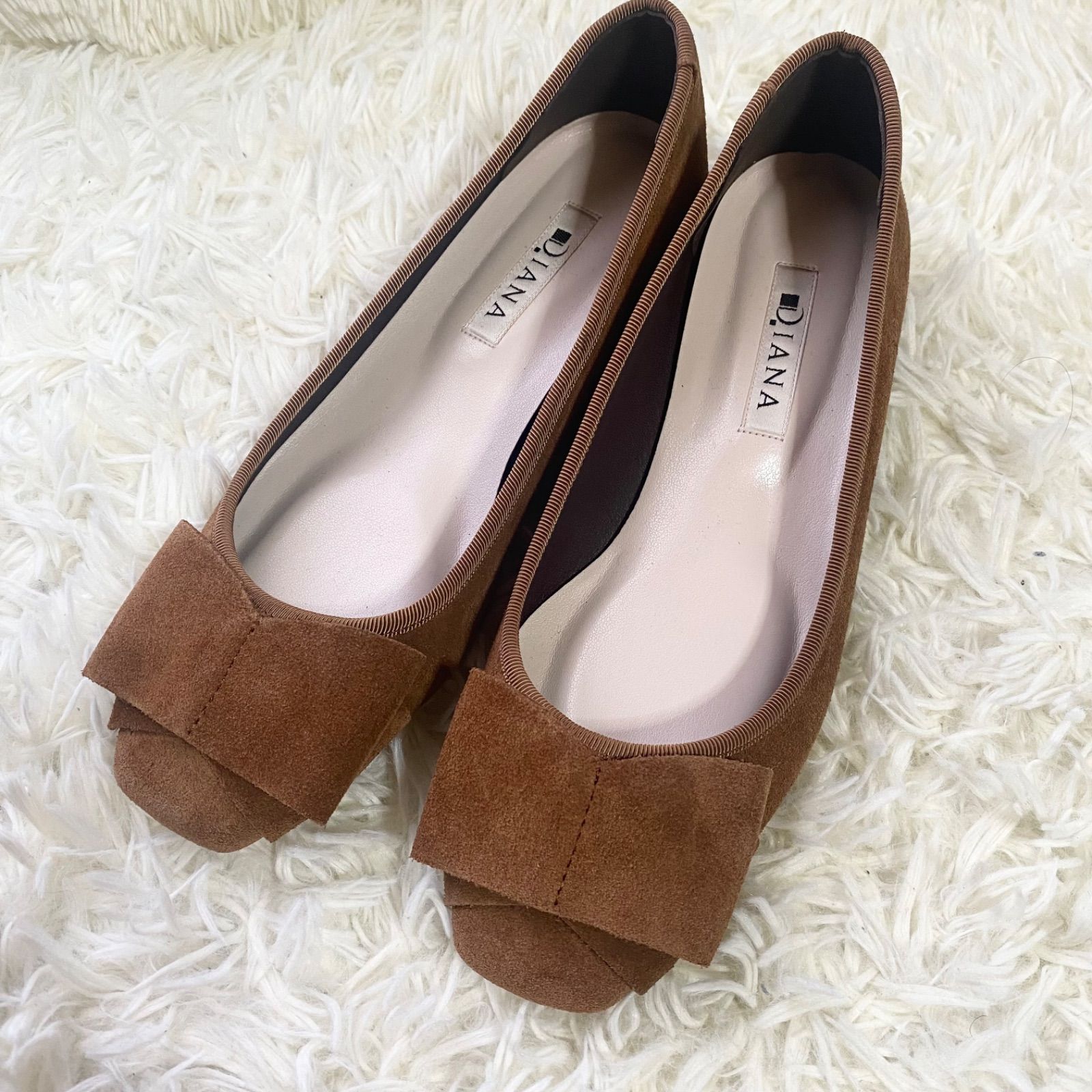DIANA ダイアナ リボン スエード パンプス 24.5㎝ DIANA ダイアナ 24.5 リボン スエード パンプス ピンク ベージュ