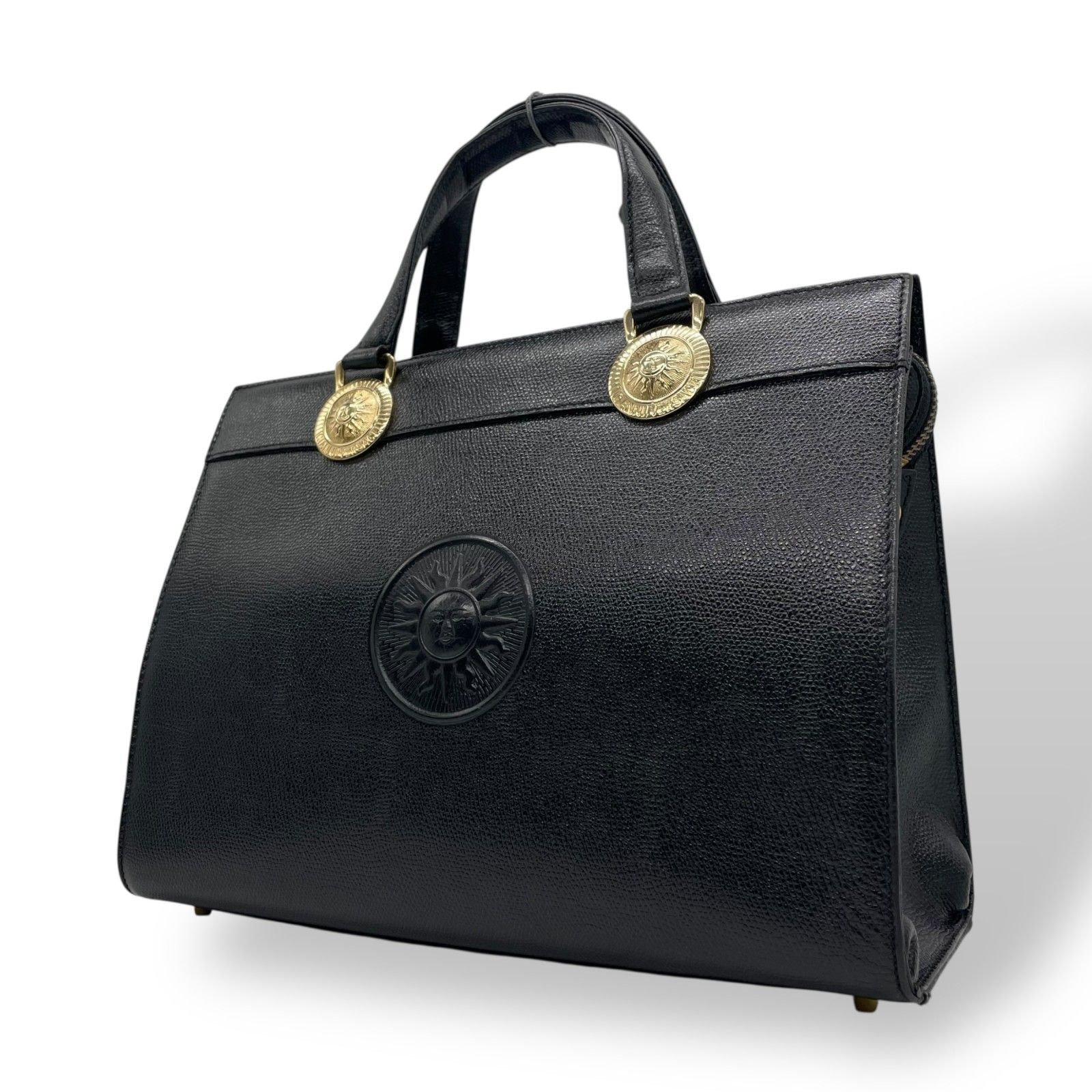 GIANNI VERSACE ジャンニ ヴェルサーチ ハンドバッグ 黒 ブラック サン