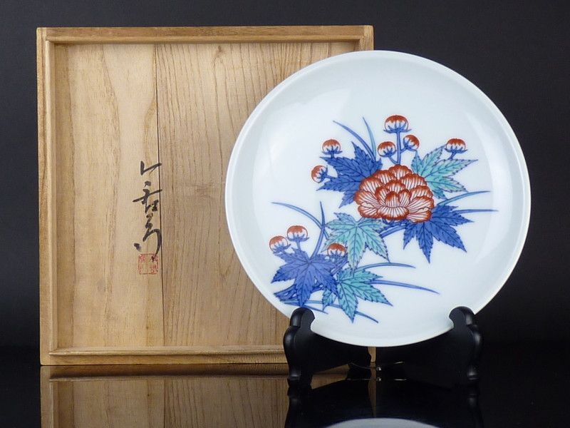 十三代今泉今右衛門 　錦薔薇絵銘々皿　五枚　約15.5cm 共箱 N113 十三代 今泉今右衛門 錦 薔薇絵 銘々皿 皿揃い 五