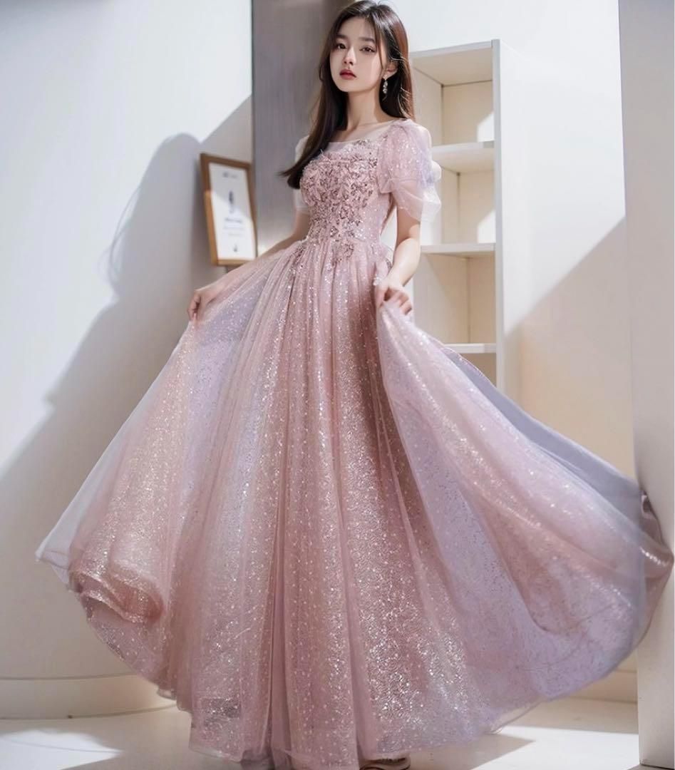 キュートなピンク♡カラードレス♡結婚式　前撮り　二次会　ウエディングドレス 0802238fe5a85ecf900dd1e61356f4