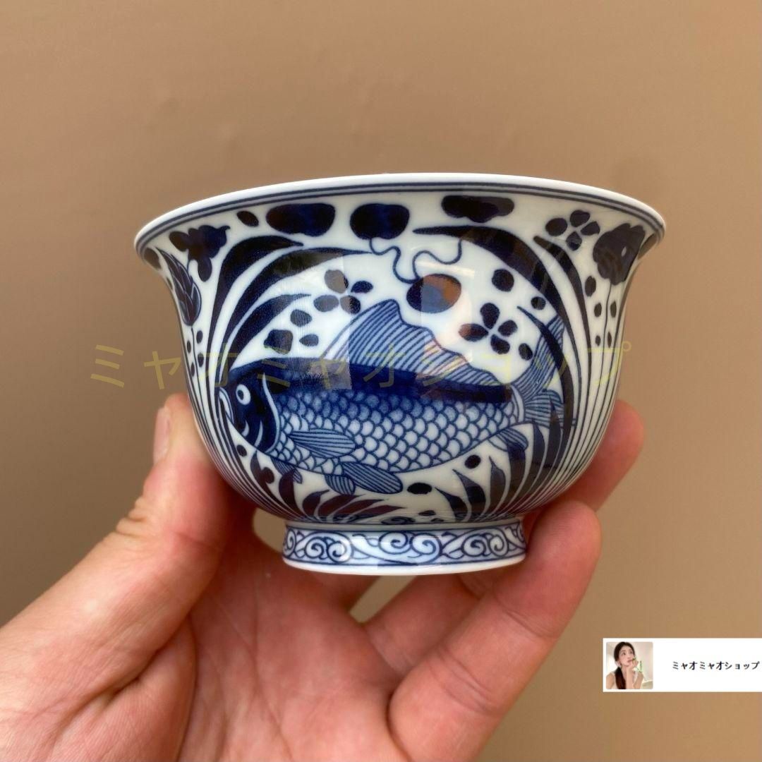 景徳鎮 元青花磁器魚藻紋懸停二才蓋碗 茶碗 煎茶器 - メルカリ