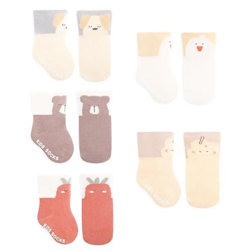 12.0-14.0 cm_コットン MOMSMENU ベビー ソックス 綿 履き口ゆったりシリーズ 赤ちゃん 靴下 可愛い 滑り止め付き 秋冬用 履きやすい 1歳から3歳 5足セット