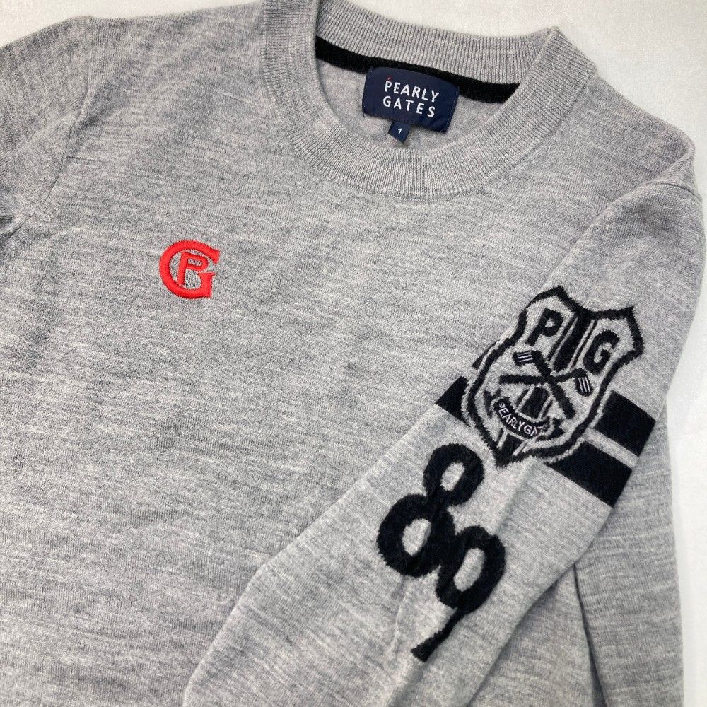 サイズ：1 PEARLY GATES パーリーゲイツ 長袖 ニットセーター グレー系