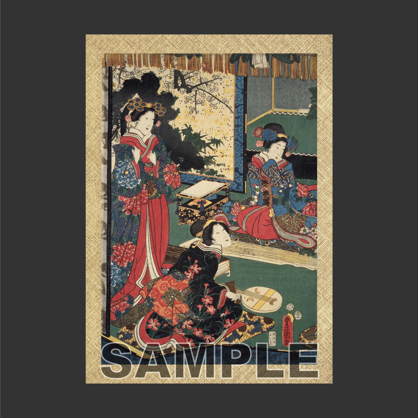 豊国三代（三代歌川豊国）「源氏十二ケ月之内 弥生-2」 日本画ポスター