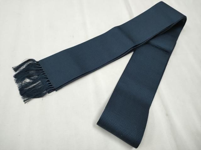 平和屋着物○男性 本場筑前博多織 角帯 藍鉄色 寺島織物謹製 証紙