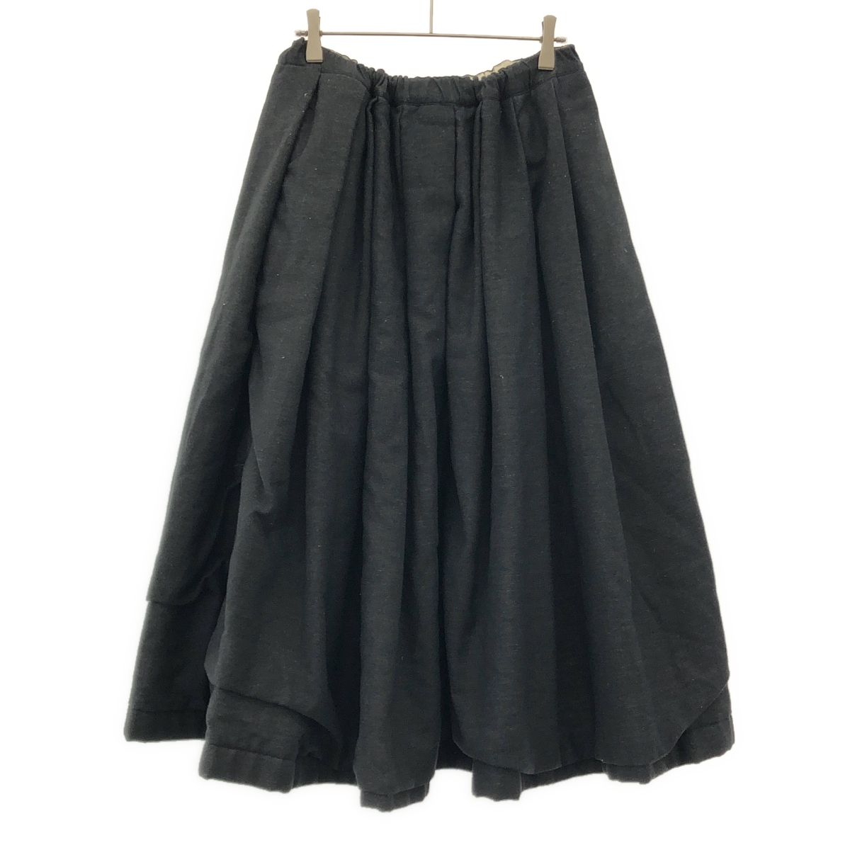 COMME des GARCONS コムデギャルソン 17AW ダブルフェイスギャザースカート GT-S019 チャコール系 S